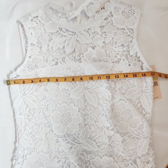 NWT Nanette Lepore Medium White Lace Sleeveless Top Cottagecore Coquette Boho - Picture 10 of 12
